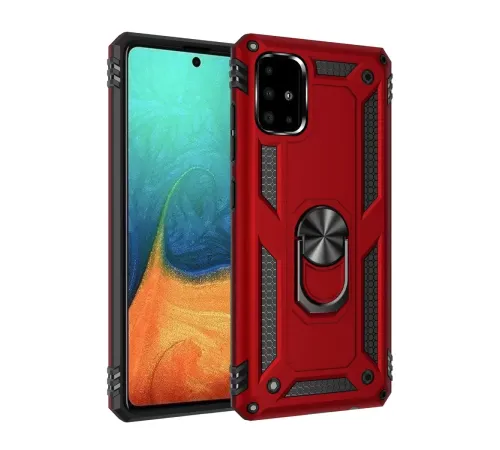 Samsung Galaxy A71 Kılıf Sofya Yüzüklü Silikon Kapak - Kırmızı