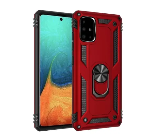 Samsung Galaxy A71 Kılıf Sofya Yüzüklü Silikon Kapak - Kırmızı
