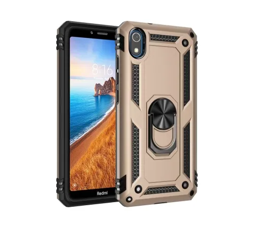 Xiaomi Redmi 7A Kılıf Sofya Yüzüklü Silikon Kapak - Gold
