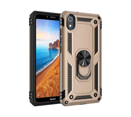 Xiaomi Redmi 7A Kılıf Sofya Yüzüklü Silikon Kapak - Gold