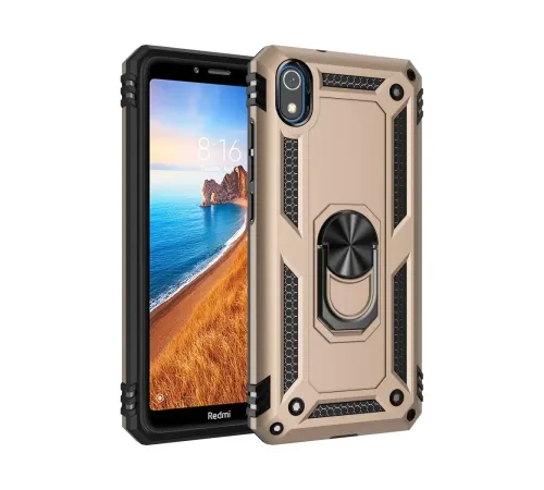 Xiaomi Redmi 7A Kılıf Sofya Yüzüklü Silikon Kapak - Gold