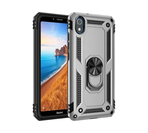 Xiaomi Redmi 7A Kılıf Sofya Yüzüklü Silikon Kapak - Gümüş