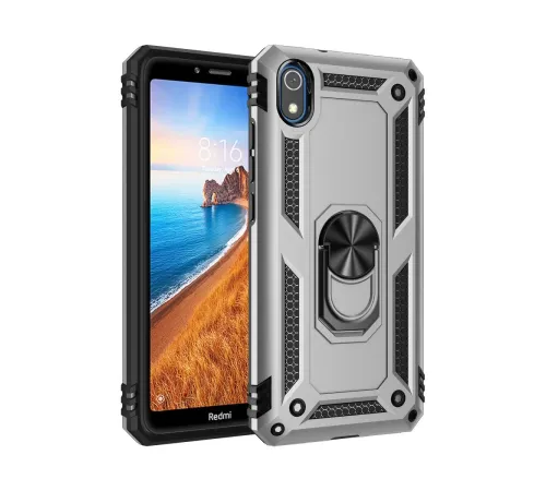 Xiaomi Redmi 7A Kılıf Sofya Yüzüklü Silikon Kapak - Gümüş