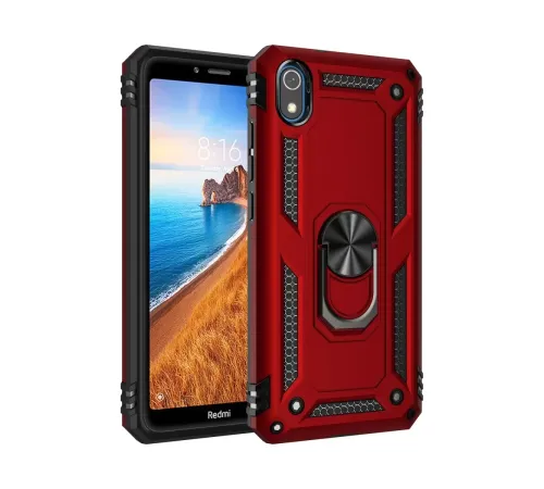 Xiaomi Redmi 7A Kılıf Sofya Yüzüklü Silikon Kapak - Kırmızı