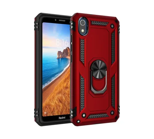 Xiaomi Redmi 7A Kılıf Sofya Yüzüklü Silikon Kapak - Kırmızı