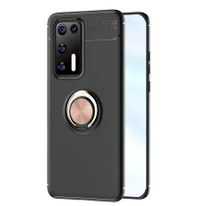 Huawei P40 Kılıf Range Yüzüklü Silikon - Siyah-Gold
