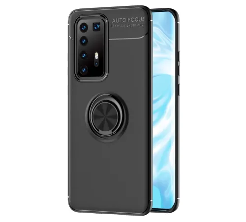 Huawei P40 Pro Kılıf Range Yüzüklü Silikon - Siyah