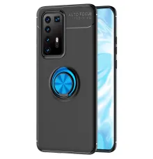 Huawei P40 Pro Kılıf Range Yüzüklü Silikon - Siyah-Mavi