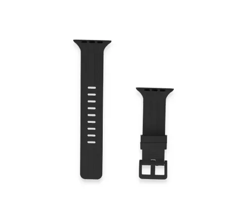 Apple Watch 38mm KR408 Çizgili Silikon Kordon - Siyah