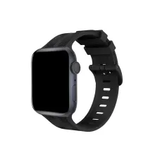 Apple Watch 38mm KR408 Çizgili Silikon Kordon - Siyah