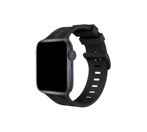 Apple Watch 38mm KR408 Çizgili Silikon Kordon - Siyah