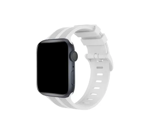 Apple Watch 38mm KR408 Çizgili Silikon Kordon - Beyaz