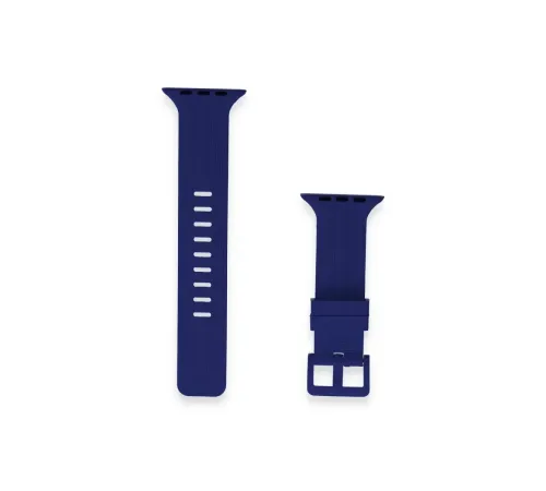 Apple Watch 38mm KR408 Çizgili Silikon Kordon - Lacivert