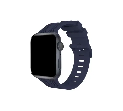 Apple Watch 38mm KR408 Çizgili Silikon Kordon - Lacivert