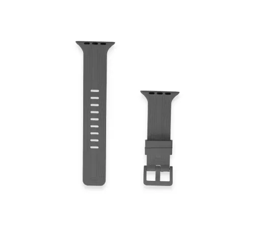 Apple Watch 38mm KR408 Çizgili Silikon Kordon - Koyu Gri