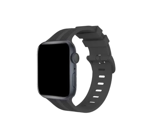 Apple Watch 38mm KR408 Çizgili Silikon Kordon - Koyu Gri