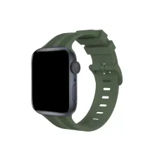 Apple Watch 38mm KR408 Çizgili Silikon Kordon - Koyu Yeşil
