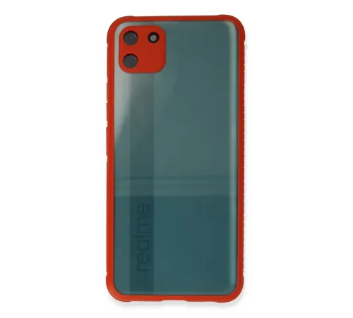 Realme C11 Kılıf Miami Şeffaf Silikon - Kırmızı
