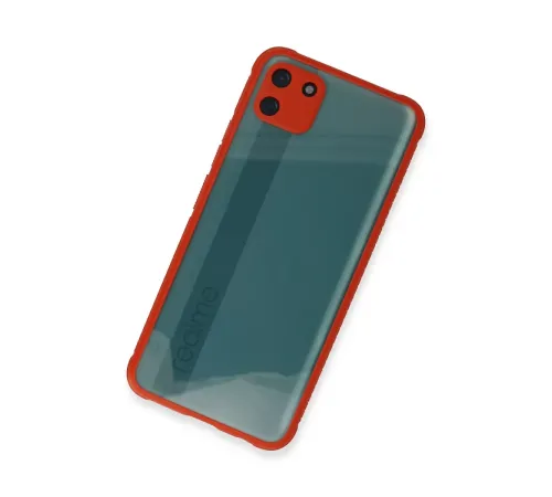 Realme C11 Kılıf Miami Şeffaf Silikon - Kırmızı
