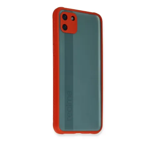 Realme C11 Kılıf Miami Şeffaf Silikon - Kırmızı
