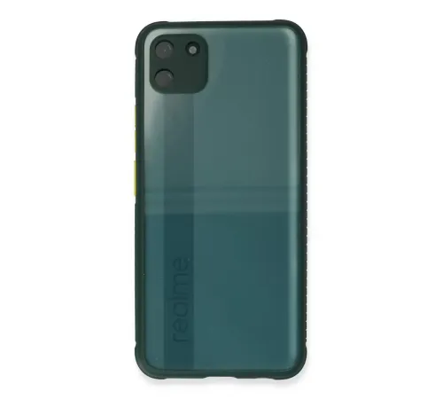 Realme C11 Kılıf Miami Şeffaf Silikon - Koyu Yeşil
