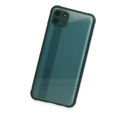 Realme C11 Kılıf Miami Şeffaf Silikon - Koyu Yeşil