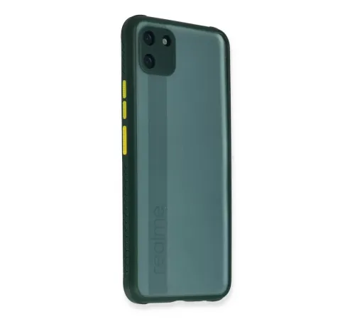 Realme C11 Kılıf Miami Şeffaf Silikon - Koyu Yeşil