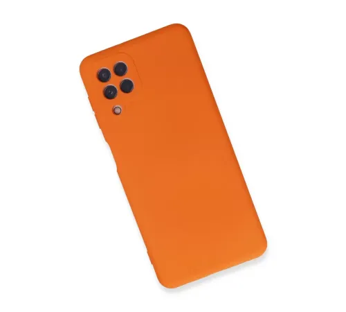 Samsung Galaxy A22 Kılıf Nano içi Kadife Silikon - Turuncu