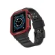 Apple Watch 42mm KR401 Silikon Kordon - Siyah-Kırmızı