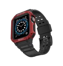 Apple Watch 42mm KR401 Silikon Kordon - Siyah-Kırmızı