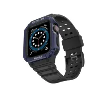 Apple Watch 42mm KR401 Silikon Kordon - Siyah-Mavi