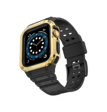 Apple Watch 42mm KR401 Silikon Kordon - Siyah-Gold