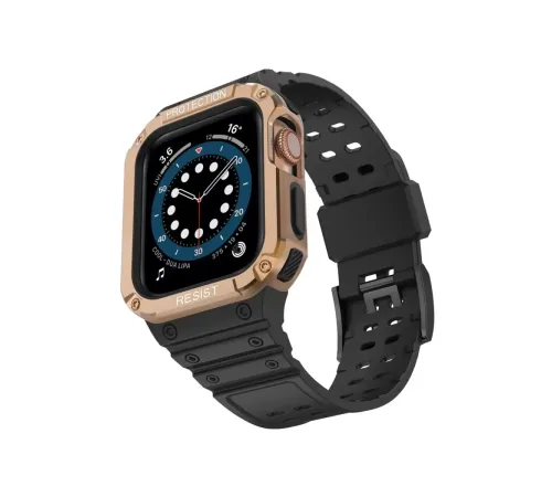 Apple Watch 42mm KR401 Silikon Kordon - Siyah-Rose