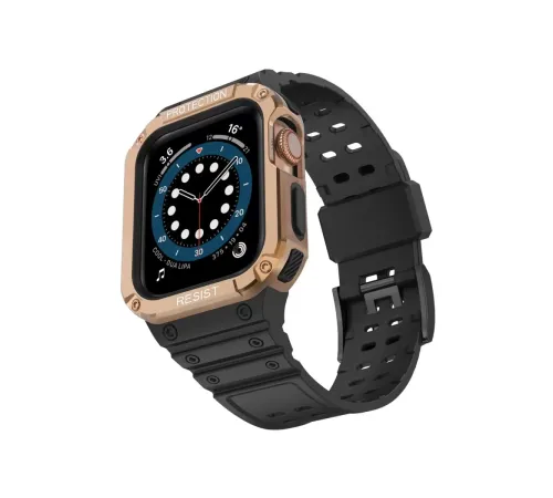 Apple Watch 42mm KR401 Silikon Kordon - Siyah-Rose