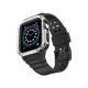 Apple Watch 42mm KR401 Silikon Kordon - Siyah-Gümüş