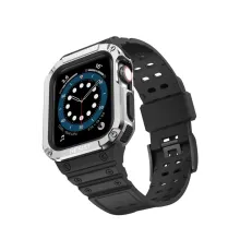 Apple Watch 42mm KR401 Silikon Kordon - Siyah-Gümüş