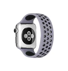 Apple Watch 42mm Ayarlı Delikli Silikon Kordon - Gri-Siyah