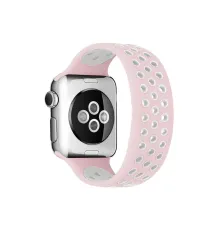 Apple Watch 38mm Ayarlı Delikli Silikon Kordon - Pembe-Beyaz
