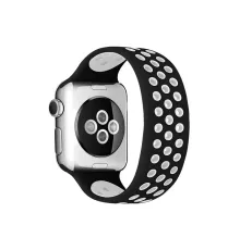 Apple Watch 38mm Ayarlı Delikli Silikon Kordon - Siyah-Beyaz