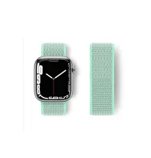 Apple Watch 42mm Hasırlı Cırtcırtlı Kordon - Turkuaz