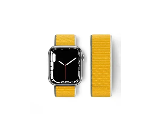 Apple Watch 42mm Hasırlı Cırtcırtlı Kordon - Sarı