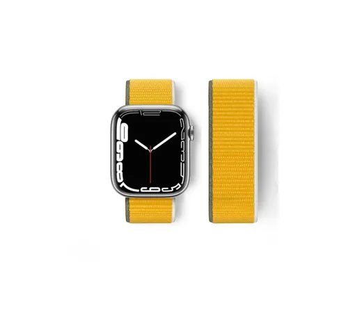 Apple Watch 42mm Hasırlı Cırtcırtlı Kordon - Sarı