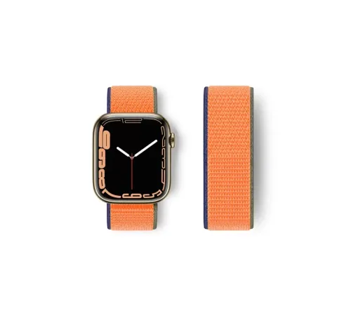 Apple Watch 42mm Hasırlı Cırtcırtlı Kordon - Turuncu