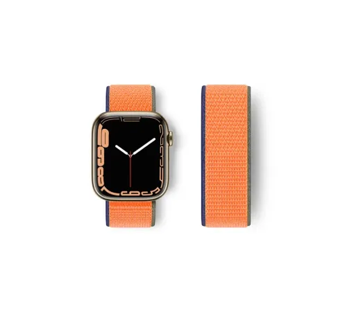 Apple Watch 42mm Hasırlı Cırtcırtlı Kordon - Turuncu