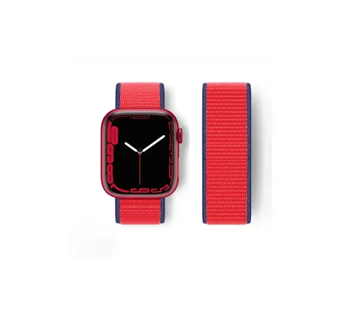 Apple Watch 42mm Hasırlı Cırtcırtlı Kordon - Kırmızı