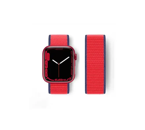 Apple Watch 42mm Hasırlı Cırtcırtlı Kordon - Kırmızı