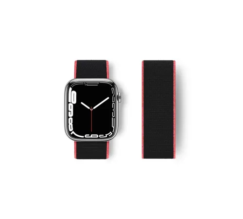 Apple Watch 38mm Hasırlı Cırtcırtlı Kordon - Pembe-Siyah