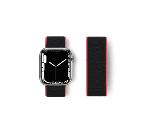 Apple Watch 38mm Hasırlı Cırtcırtlı Kordon - Pembe-Siyah