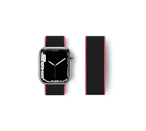 Apple Watch 38mm Hasırlı Cırtcırtlı Kordon - Pembe-Siyah