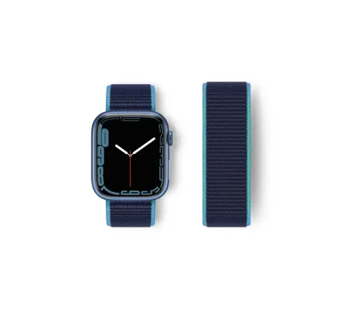 Apple Watch 38mm Hasırlı Cırtcırtlı Kordon - Mavi-Lacivert